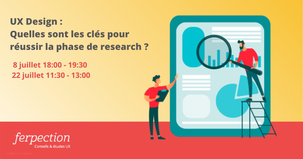 🗓️ RDV le 8 et 22 juillet pour assister à nos webinaires sur les clés pour réussir une phase de research.
👉 Réservez votre place par ici : eventbrite.fr/e/billets-ux-d…