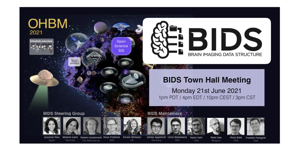 The ✨ BIDS town hall ✨ just kicked off in the Open Science Room! 🚀 Join us and <a href="/BIDSstandard/">BIDS-standard</a> to hear the latest news from the BIDS community at <a href="/OhbmOpen/">OHBM Open Science Special Interest Group (OS-SIG)</a> <a href="/OHBM/">OHBM</a> here: stanford.zoom.us/j/92333032762?…