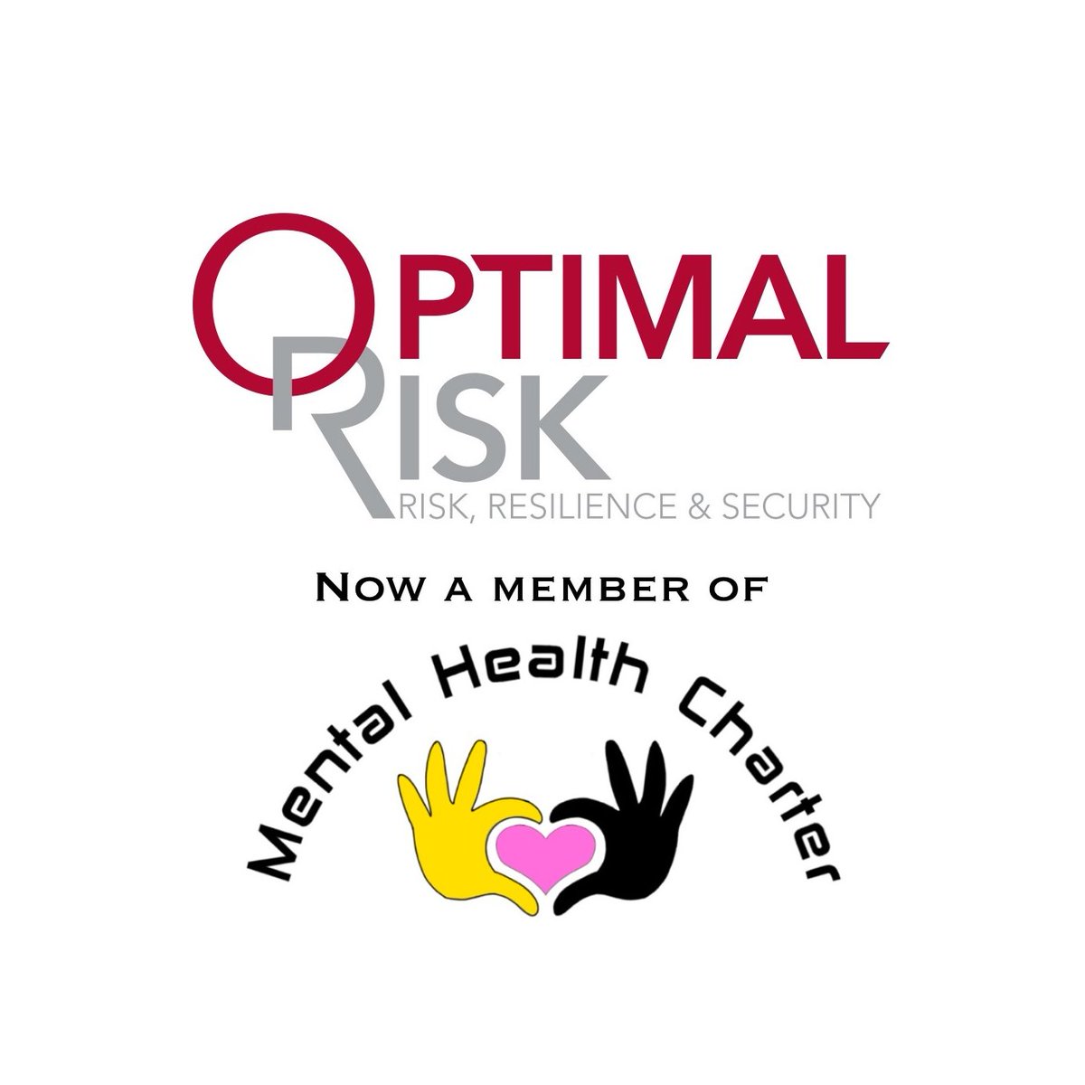 health_charter's tweet photo. Welcome new member!

We are so pleased to announce that Optimal Risk have signed the Mental Health Charter to show commitment to Mental Health Awareness!

#mentalhealth #mentalhealthawarness #suicideprevention #security #stampoutthestigma #securityworkers https://t.co/39AUQMGI9w