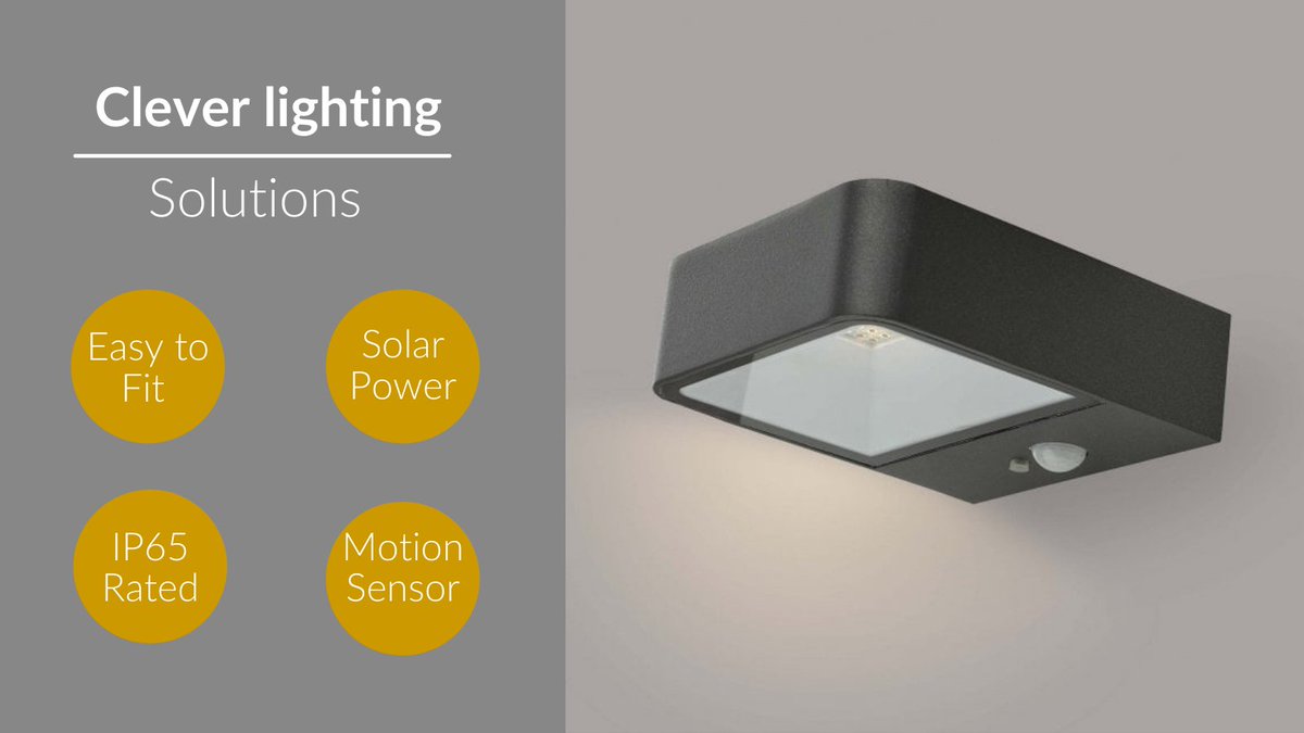 TheLightingComp's tweet photo. An easy to fit, high quality solar light with many beneficial functions including an inbuilt PIR motion sensor. https://t.co/wIl2Db9OKX

#thelightingcompany #lighting #lights #light #lightdesign #mylightstory #solar #motionsensor #led #easytofit #greenenergy #renewableenergy https://t.co/yTFvsLLzpP