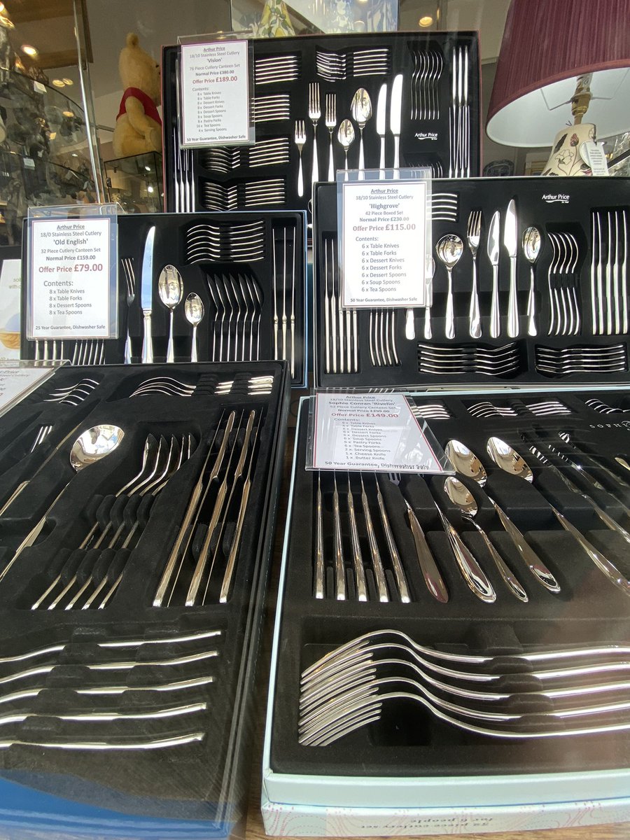 MorrabStudio's tweet image. Excuse the reflections! Latest selection of boxed cutlery sets on offer at great prices. 🍴

More information on our website: morrabstudio.co.uk/c/1188/Arthur-…