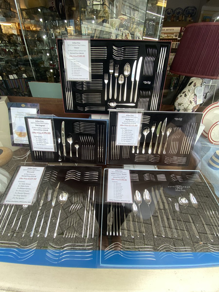 MorrabStudio's tweet image. Excuse the reflections! Latest selection of boxed cutlery sets on offer at great prices. 🍴

More information on our website: morrabstudio.co.uk/c/1188/Arthur-…