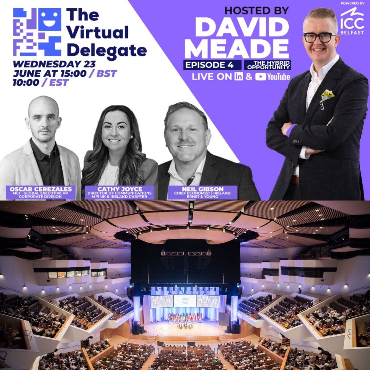 Cathy Joyce (@cathyjoyceirl) on Twitter photo The Virtual Delegate -Episode 4 The Hybrid Opportunity
Hosted by <a href="/DavidMeadeLive/">David Meade</a> powered by <a href="/BelfastICC/">ICC Belfast | International Convention Centre</a> join us Live
Wednesday 23rd June 15.00 BST
lnkd.in/epUqv3j
#eventprofs #visitbelfast The Virtual Delegate -Episode 4 The Hybrid Opportunity
Hosted by <a href="/DavidMeadeLive/">David Meade</a> powered by <a href="/BelfastICC/">ICC Belfast | International Convention Centre</a> join us Live
Wednesday 23rd June 15.00 BST
lnkd.in/epUqv3j
#eventprofs #visitbelfast