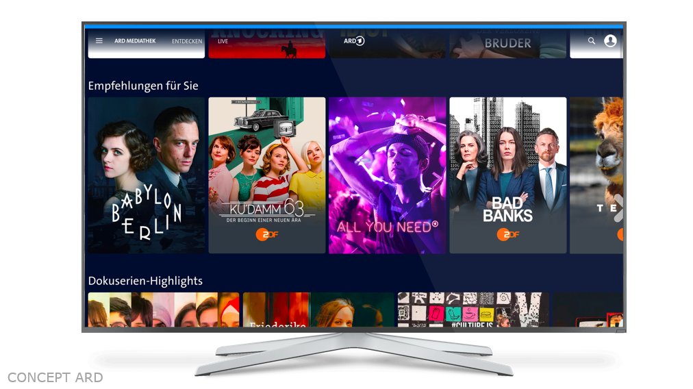 bedfordstrohm's tweet photo. So könnte das gemeinsame #StreamingNetzwerk in der Nutzung dann aussehen... Concepts Screen von den Design-Teams der Mediatheken von ARD und ZDF https://t.co/x37BDSHdbn