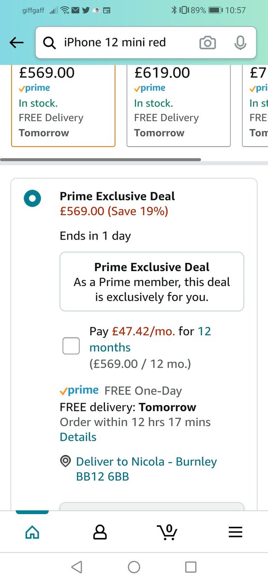 NikiGourlay's tweet photo. @AmazonUK I have had an iPhone 12 mini in my wishlist for a few days. Then it has appeared on prime day but the price is the same 🙄. This is very misleading and false advertising https://t.co/ddbr0xCGAg