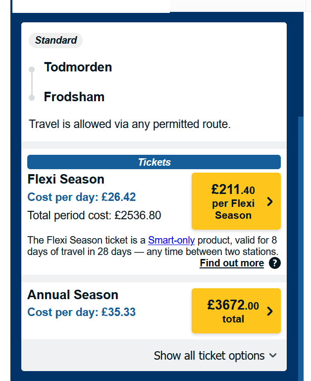 mikehatfield12's tweet photo. @northernassist please explain, TOD-Chester no season available despite hourly direct service all day, TOD-Frodsham season quoted yet involves change of trains/station in Manchester https://t.co/1pFGUVNML7
