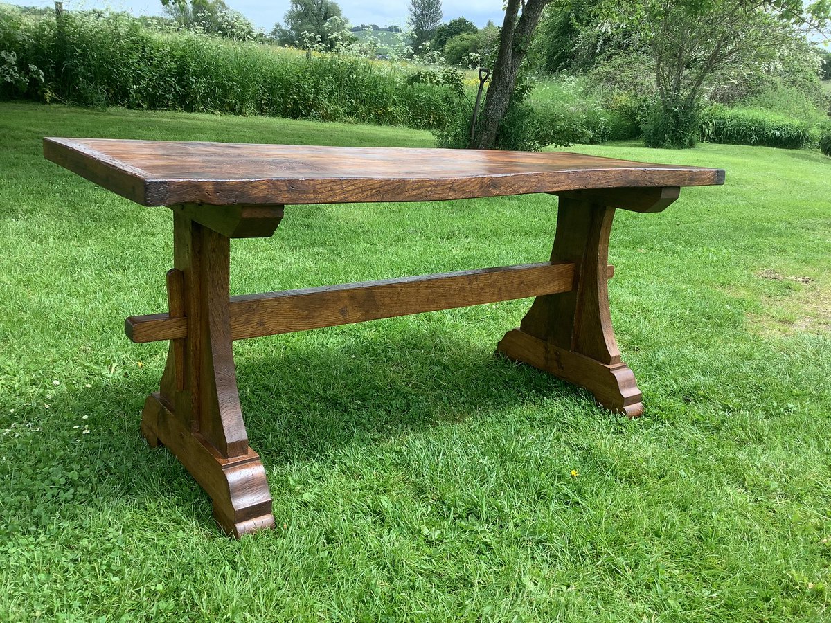 reclaimedoak's tweet image. I recently made this table using reclaimed oak for the base and a single reclaimed elm plank for the top. Although this is a small table it will seat six people and is ideal for a small cottage kitchen #taverntable #countryfurniture #trestletable #Handmade