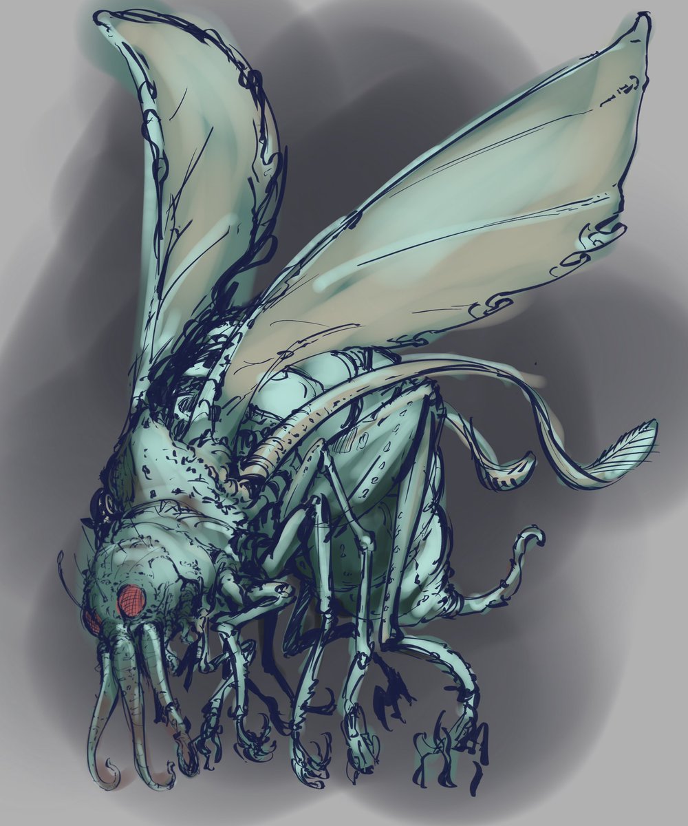 シャッガイからの昆虫のラフ 鳩くらいの大きさで、7版からはHP1になっ