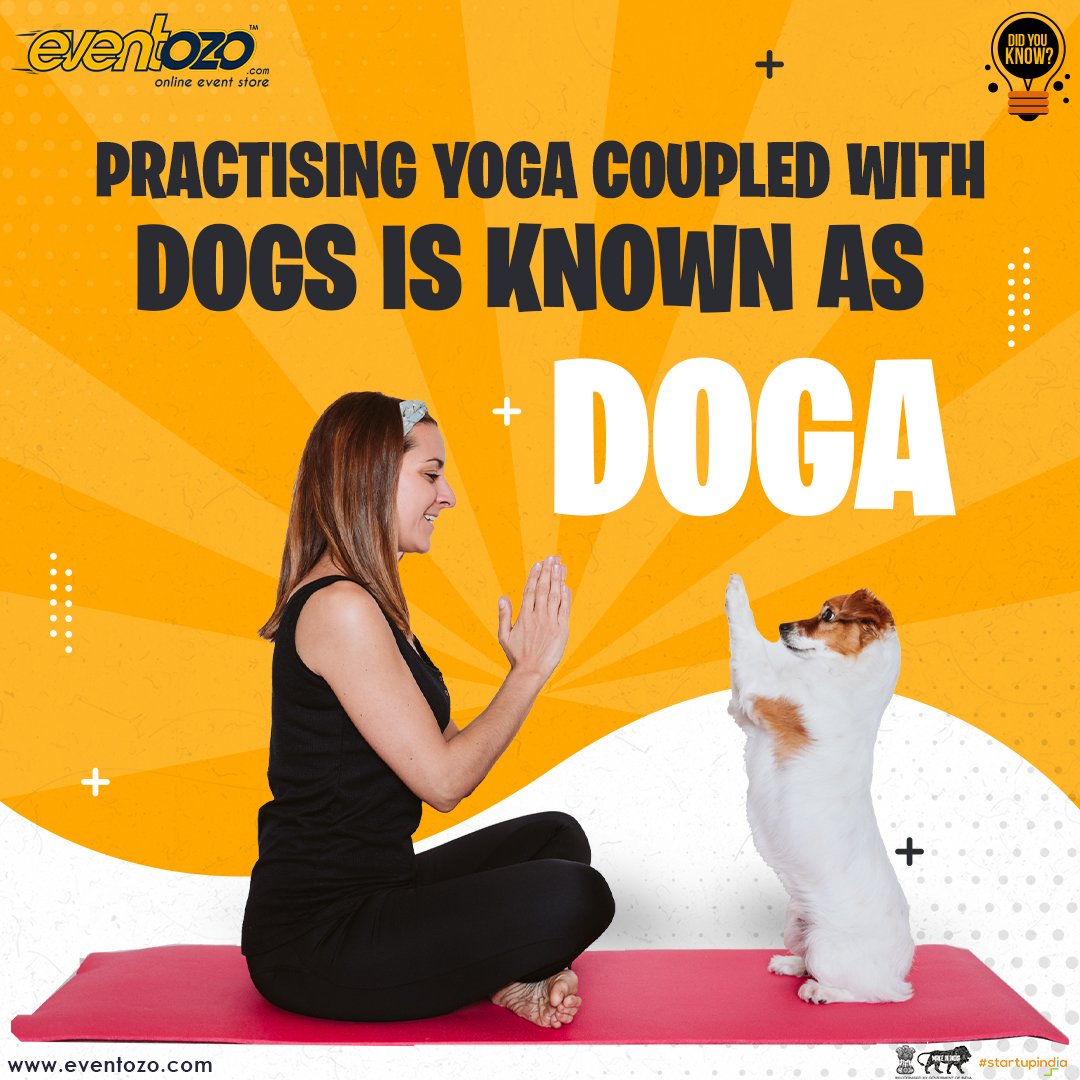 eventozo's tweet photo. '#Doga' is #Yoga done in company with dogs! Suzi Teitelman introduced Doga in New York in the year 2002. Dog owners practice Doga to maintain an amicable bond with their pet friend.Whether with dogs or not, let's practice Yoga and procure our health. Happy International #YogaDay https://t.co/RyFgprGfBq