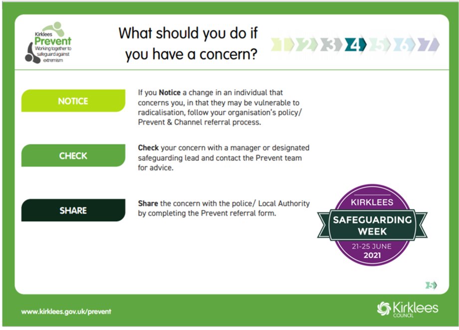 As it is the start of #SafeguardingWeek2021 we would like to take this opportunity to share our #7minutebriefing on Prevent and the importance of using Notice, Check, Share to #safeguard against extremism and radicalization.