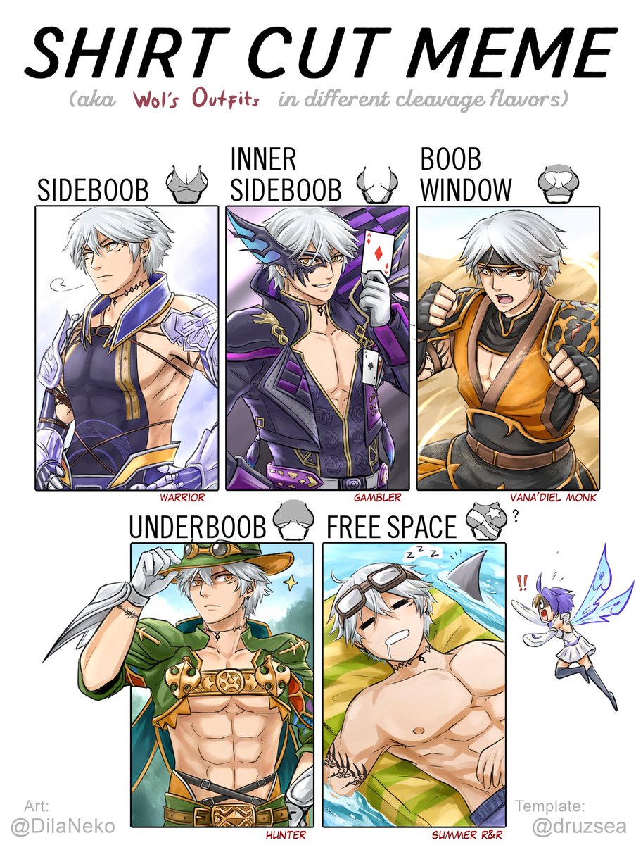 DilaNeko's tweet photo. Shirt Cut Meme Wol Edition!
This meme reminds me of Wol's sexy outfits, don't blame me 😂
#MobiusFF #メビウスFF #MobiusFinalFantasy https://t.co/AwVmNnPkUL
