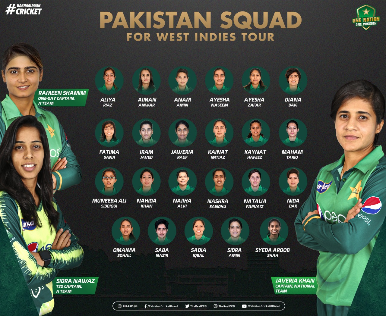 Pakistan W squad vs WI