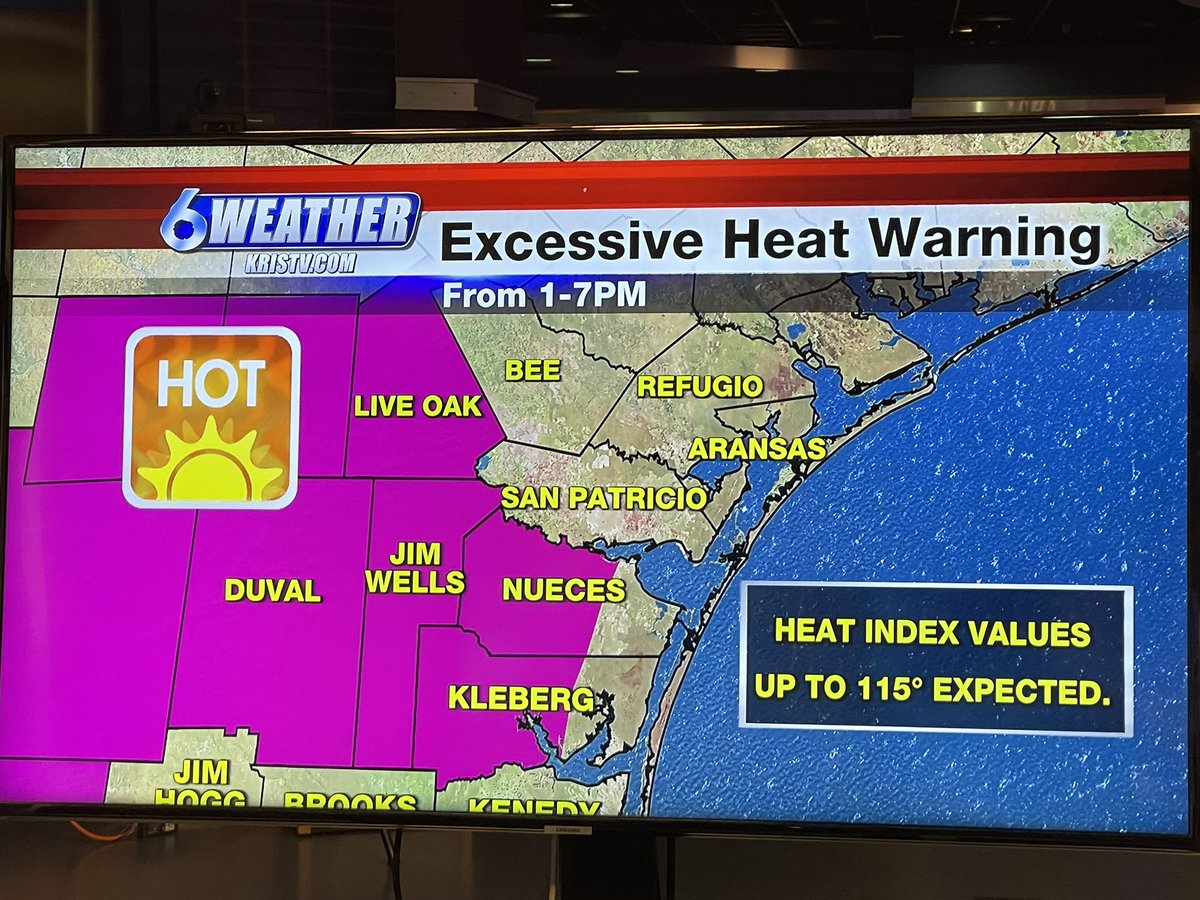 RealPaulMueller's tweet photo. WARNING - hazy, hot, humid and even dangerous here in Corpus Christi and the Coastal Bend.  Please be careful. The temperatures and tips to stay safe below. @metAcuna @KRIS6News  #txwx #wx #hazy #hot #humd https://t.co/XfJVg0PzOs