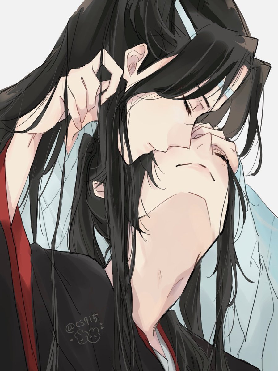 2boys multiple boys long hair closed eyes black hair male focus yaoi  illustration images