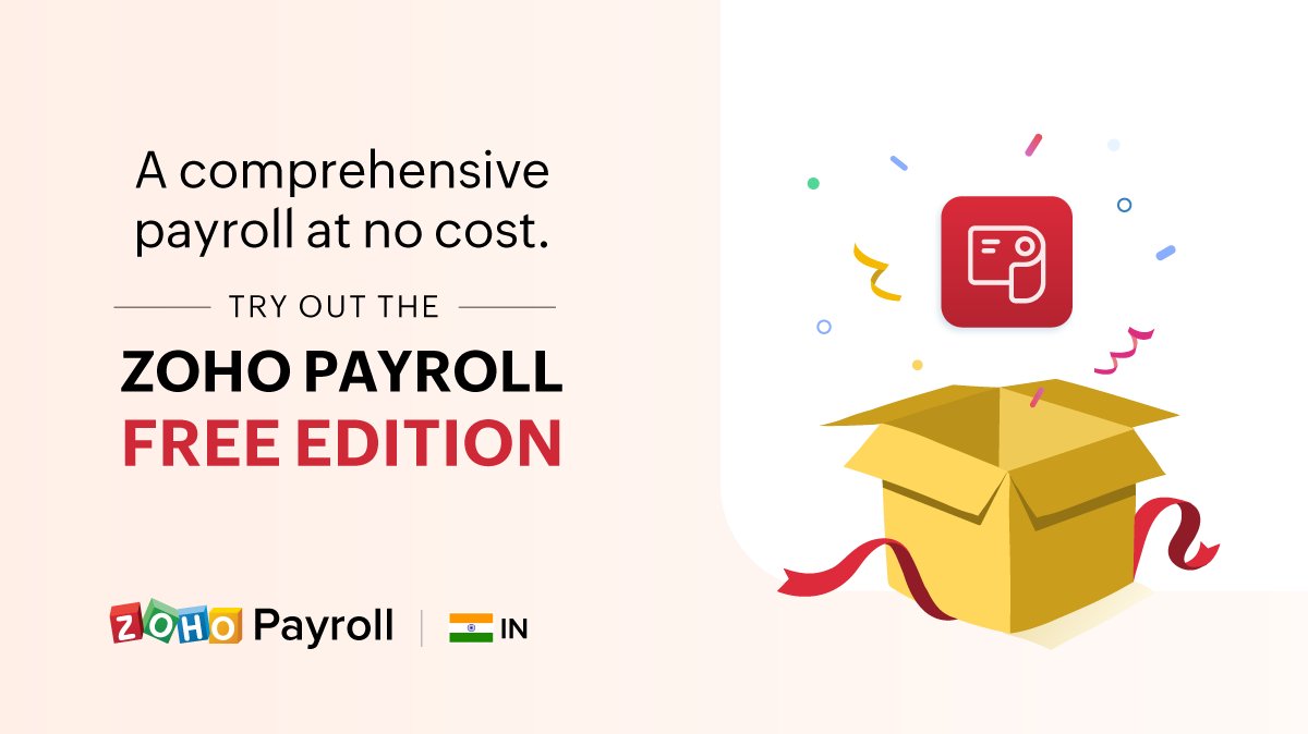 ZohoPayroll's tweet photo. Are you a small business, finding it hard to process payrolls by yourself ? Sign up for Zoho Payroll and run your payroll for free. Know more here: https://t.co/p1AVGgtRyQ
#FreePayrollSoftware https://t.co/Sgq4X1klmQ