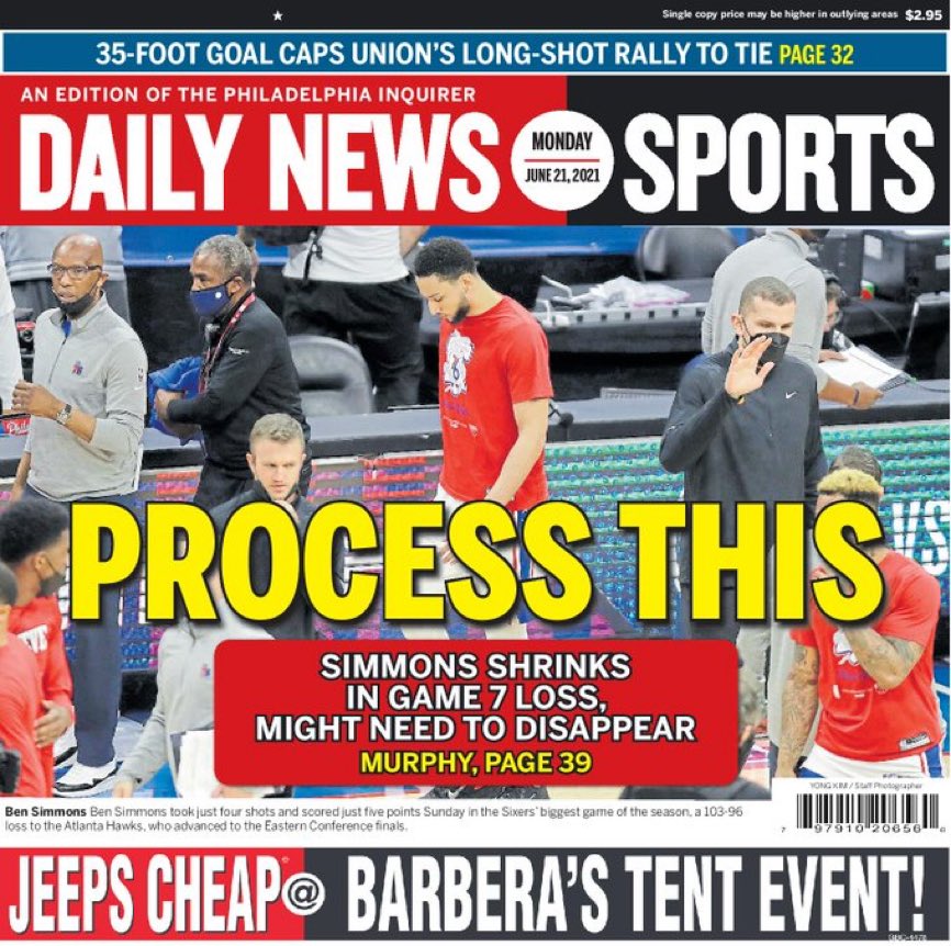CraigCaplan's tweet image. Sad news in Philly this morning. #processthis #sixersdone