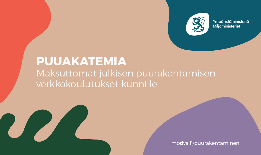 Kunnat, nyt on aika kartuttaa puurakentamisen osaamista. Elokuussa starttaa maksuton &amp; monipuolinen #puuakatemia-#koulutus'sarja. Varmista paikkasi yhteen tai vaikka kaikkiin etäkoulutuksiin. Ilmoittaudu nyt📚motiva.fi/ajankohtaista/… #puurakentaminen #kunnat #Ilmasto #rakentaminen