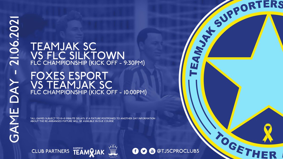 Back in FLC Championship action today as we take on fellow relegation strugglers Silktown and Foxes eSports. Action is live on the TeamJak SC Twitch Channel.

MON TJSC!!!

TeamJak Twitch
twitch.tv/teamjaksc

#twitch #ps4 #fifa21 #ProClubs