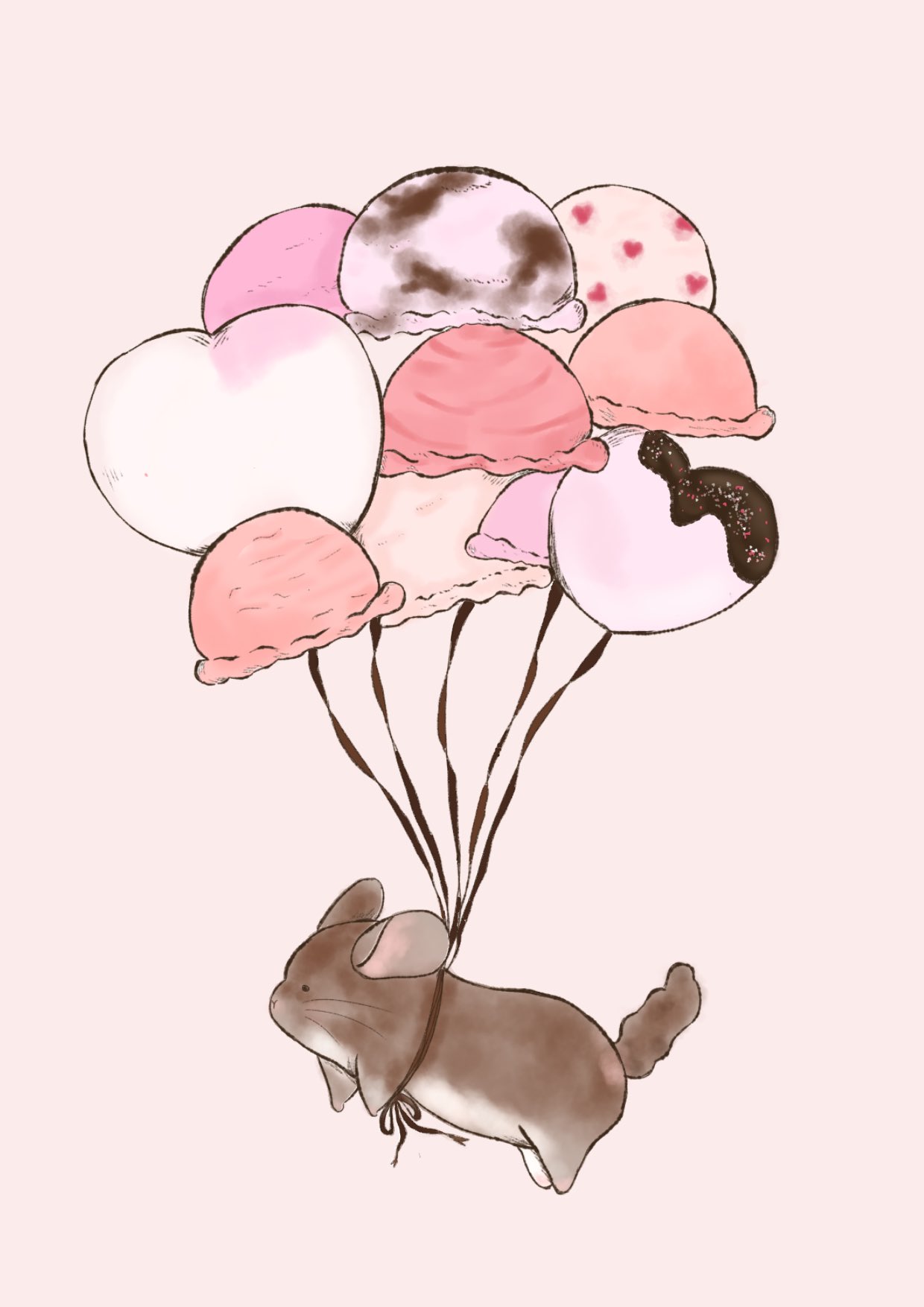 Otomusi ぷかぷかシリーズ ストロベリーチョコレート チンチラ チンチライラスト 動物 動物イラスト 小動物イラスト イラスト好きな人と繋がりたい イラスト 可愛いイラスト いちご いちごスイーツ いちごアイス アイス スイーツイラスト