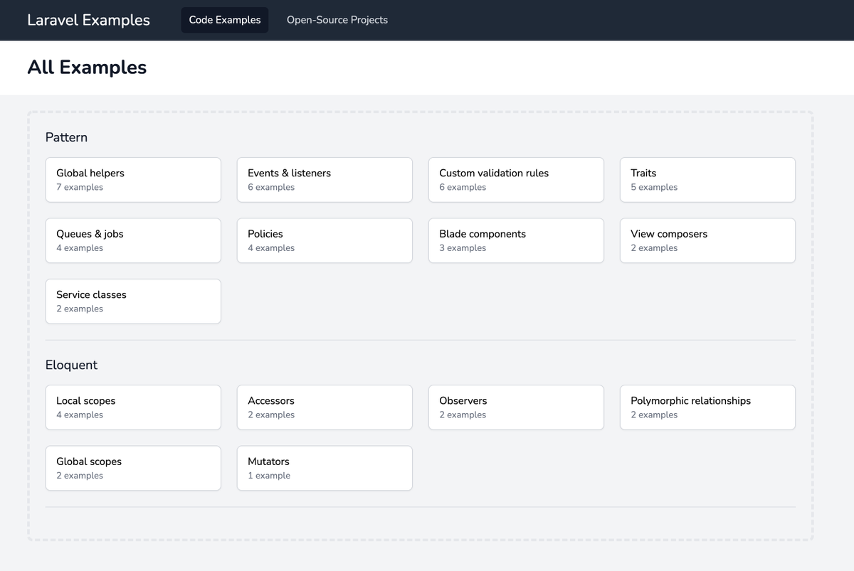 PovilasKorop's tweet image. Hey guys, my new project is LIVE!
laravelexamples.com 
Learn Laravel from examples of real open-source projects on Github.
For start: 50+ code examples, from 14 repositories.
In plans:
- More examples/topics
- Search
- Suggest your projects/topics
Any more ideas? Feedback?