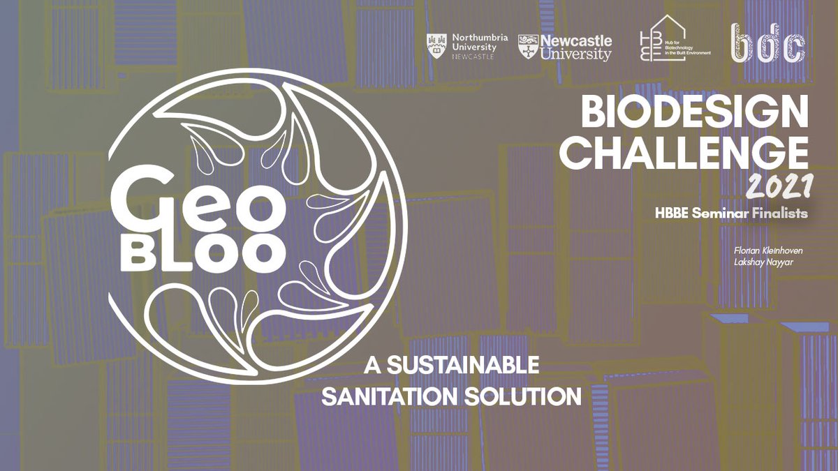 Hub for Biotechnology in the Built Environment (@bio_buildings) on Twitter photo Congratulations to team #GeoBLoo from <a href="/Bio_Buildings/">Hub for Biotechnology in the Built Environment</a> who will compete as 1 of 52 finalists in the Biodesign Challenge Summit today!
Watch their presentation here at 3pm: tinyurl.com/9utkpspt #BDC2021 <a href="/NewcastleUniAPL/">Newcastle APL</a> <a href="/NorthumbriaUni/">Northumbria Uni</a> Congratulations to team #GeoBLoo from <a href="/Bio_Buildings/">Hub for Biotechnology in the Built Environment</a> who will compete as 1 of 52 finalists in the Biodesign Challenge Summit today!
Watch their presentation here at 3pm: tinyurl.com/9utkpspt #BDC2021 <a href="/NewcastleUniAPL/">Newcastle APL</a> <a href="/NorthumbriaUni/">Northumbria Uni</a>