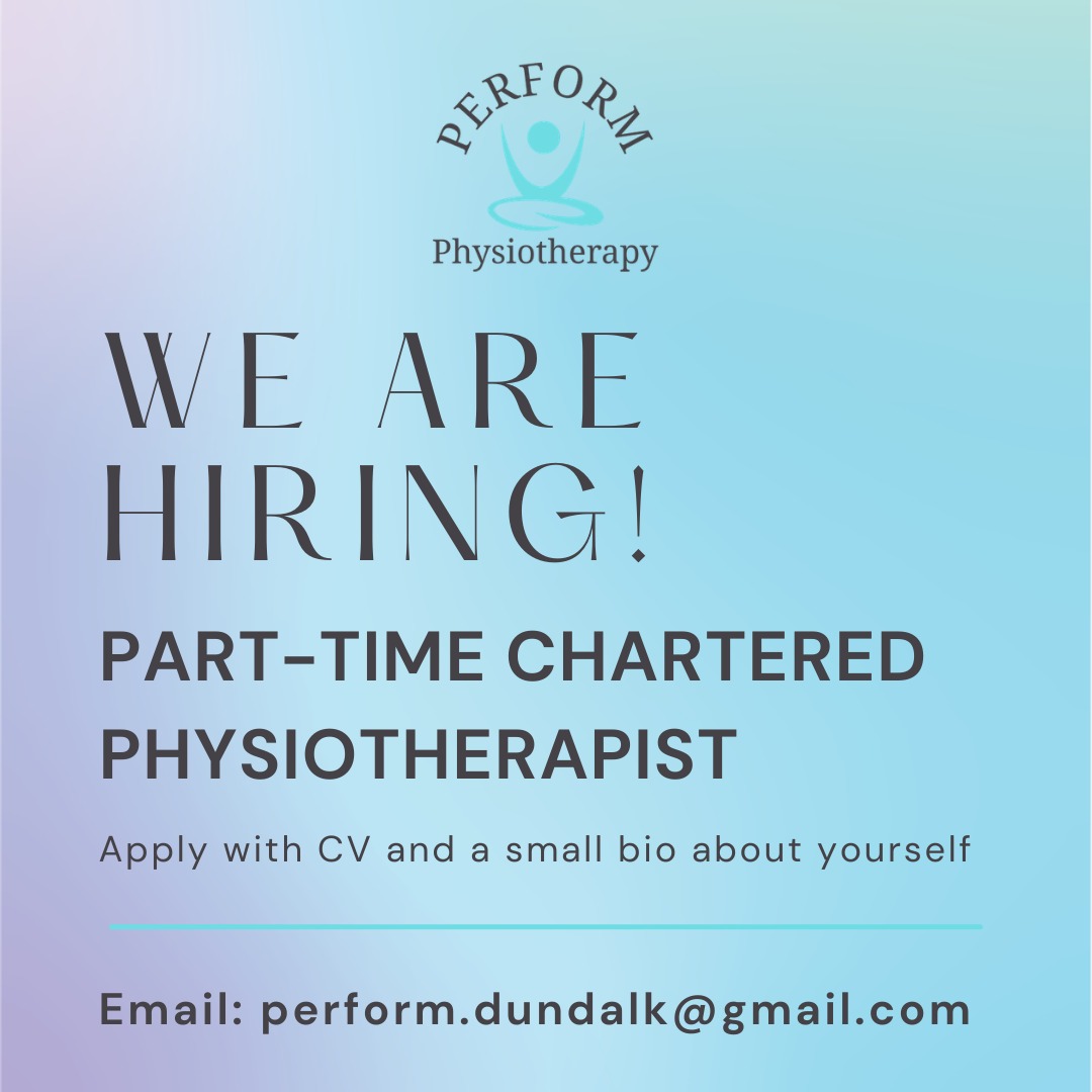 Perform__Physio's tweet photo. 👉WE ARE HIRING A PART TIME CHARTERED PHYSIOTHERAPIST👈

Email CV and a short Bio to perform.dundalk@gmail.com https://t.co/u2nxEaPKeT