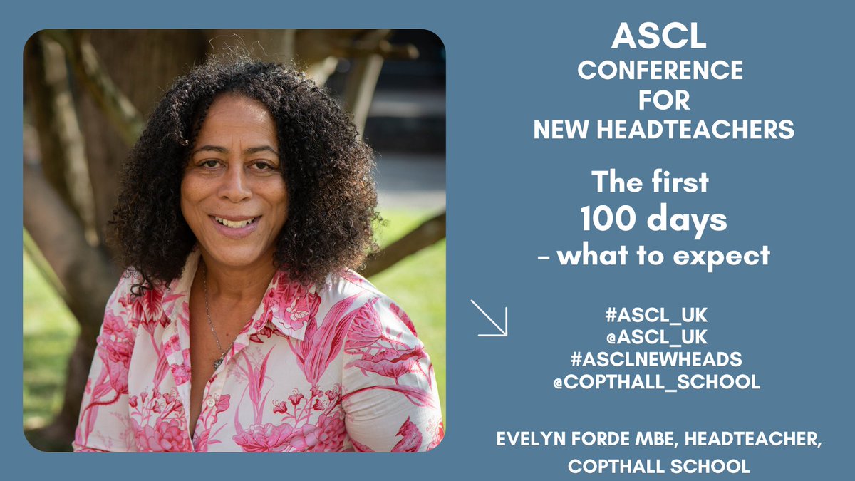 Copthall_School's tweet photo. Evelyn Forde MBE, will speak @ASCL_UK Conference for New Headteachers, The first 100 days - what to expect! 29 June 2021 #ASCL_UK #ASCLNewHeads #copthallschool #education @Evelynforde1 https://t.co/xM3YqqFTG6