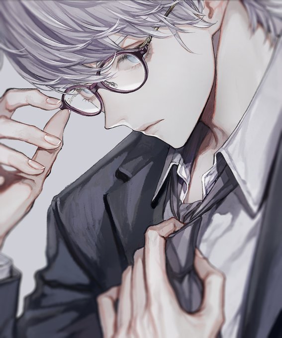 「adjusting necktie glasses」 illustration images(Latest)