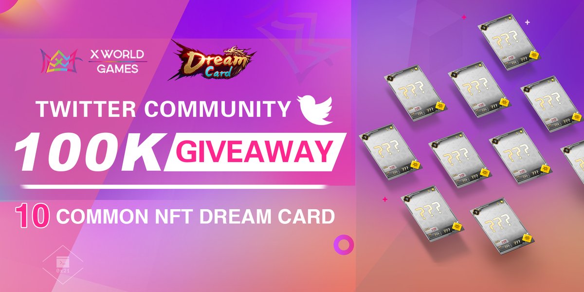 xwg_games's tweet image. 🧑‍🚀100K Twitter community is reached!!

🚀It is a milestone for X World Games.

📢 10 Dream Cards #Giveaway to 10 followers! 📢

1⃣Follow us

2⃣Like and Retweet

3⃣Comments

4⃣Tag 5 Friends

#NFT #Giveaway #XWG #BNB #BSC #play2earn