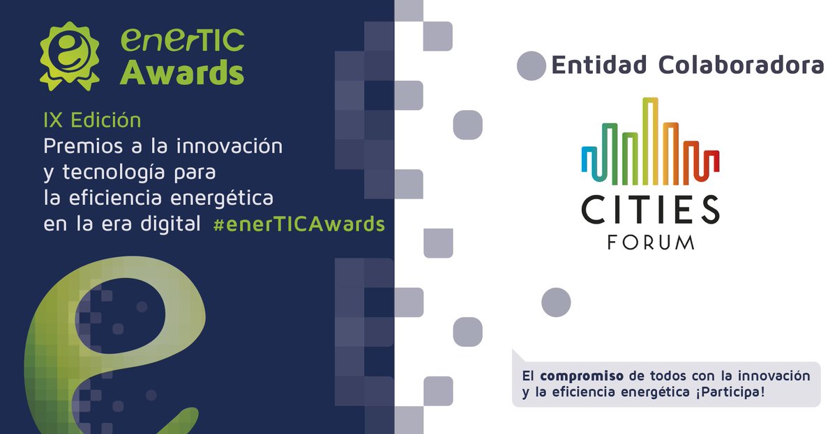 CITIES FORUM (@citiesforum_org) on Twitter photo Are you working on digitalization of cities or industry? Take a look to the <a href="/enerTIC_es/">Plataforma enerTIC</a> Awards 2021categories and send your application before 2nd July!
More info: enerTIC.org/Awards
#enerTICAwards #SmartCities #SmartEnergy #SmartIndustry40 Are you working on digitalization of cities or industry? Take a look to the <a href="/enerTIC_es/">Plataforma enerTIC</a> Awards 2021categories and send your application before 2nd July!
More info: enerTIC.org/Awards
#enerTICAwards #SmartCities #SmartEnergy #SmartIndustry40