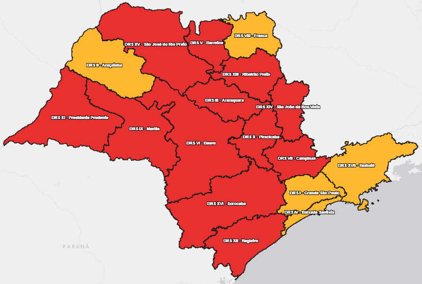 plano_sp's tweet photo. 28/06/2021 - Como o estado estaria classificado com o cálculo padrão dos indicadores desta data.

#planosp #COVID19 #coronavirus #sp #planosaopaulo  #grandesp #aracatuba #baixadasantista #franca #taubate https://t.co/S3NX9ut4Yo