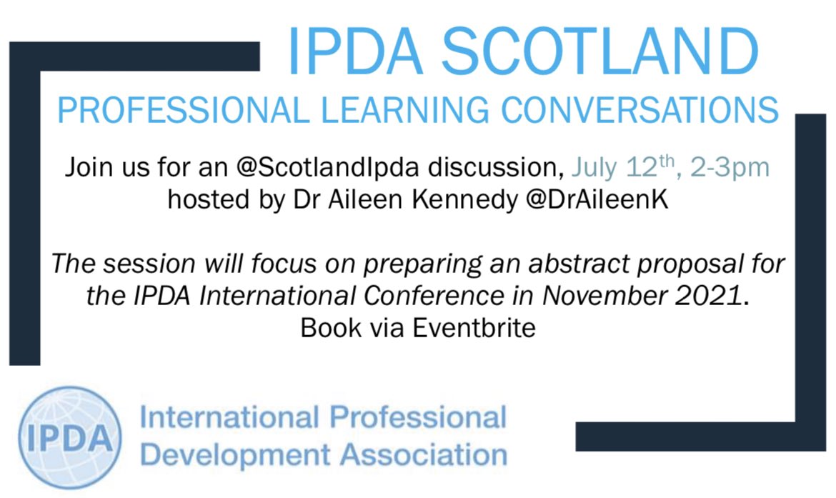 ScotlandIpda's tweet photo. We are delighted to share our next @ScotlandIpda event. If you are thinking of preparing an abstract for the @ipda_prof_learn conference @DrAileenK is hosting a discussion 12 July to support you. Register via https://t.co/JiYJEAeqeT https://t.co/1oN6BHxm72