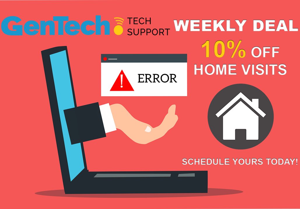 GenTechSupport's tweet image. 🚨 Weekly Deal 🚨10% Off Home Visits! 

Do you have a computer or tech problem you want fixed but don&apos;t want to leave home? Schedule your home visit this week to have a tech come right to your door for a discounted price! 

#gentech #computer #techsupport #technology #phoenix