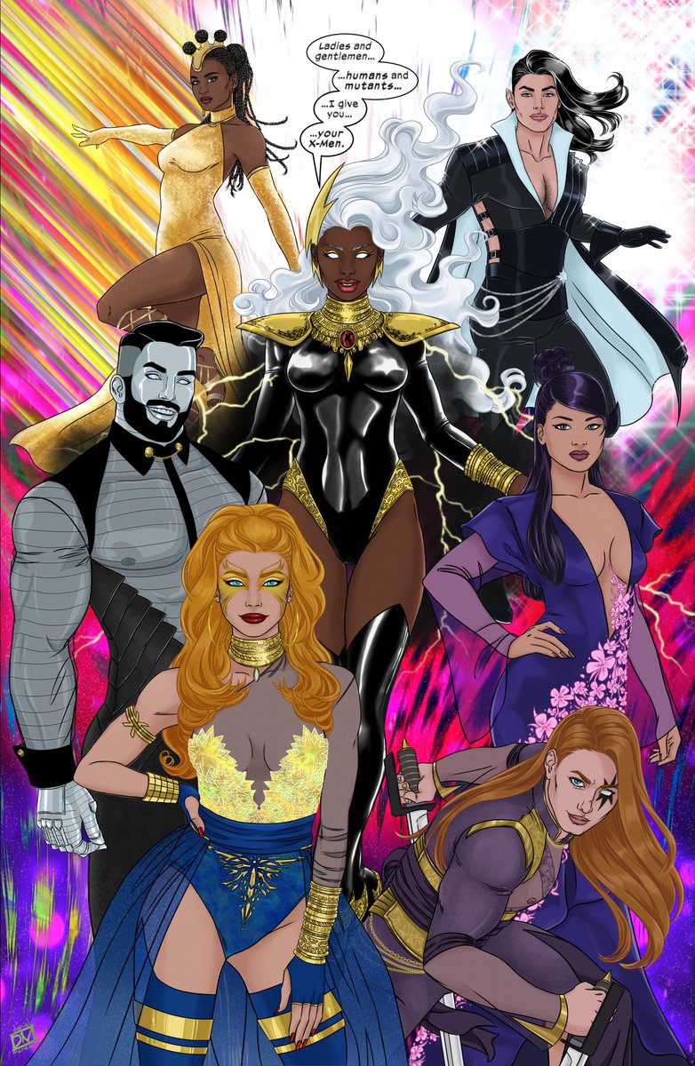 Once I saw that gorgeous Dauterman X-Team page, my brain said 'Oh, you're doing a thing'. This is the thing. 

#XMen #HellfireGala #XMenMonday 
#Dazzler #Storm #Psylocke #Tempo #Northstar #Colossus #Shatterstar