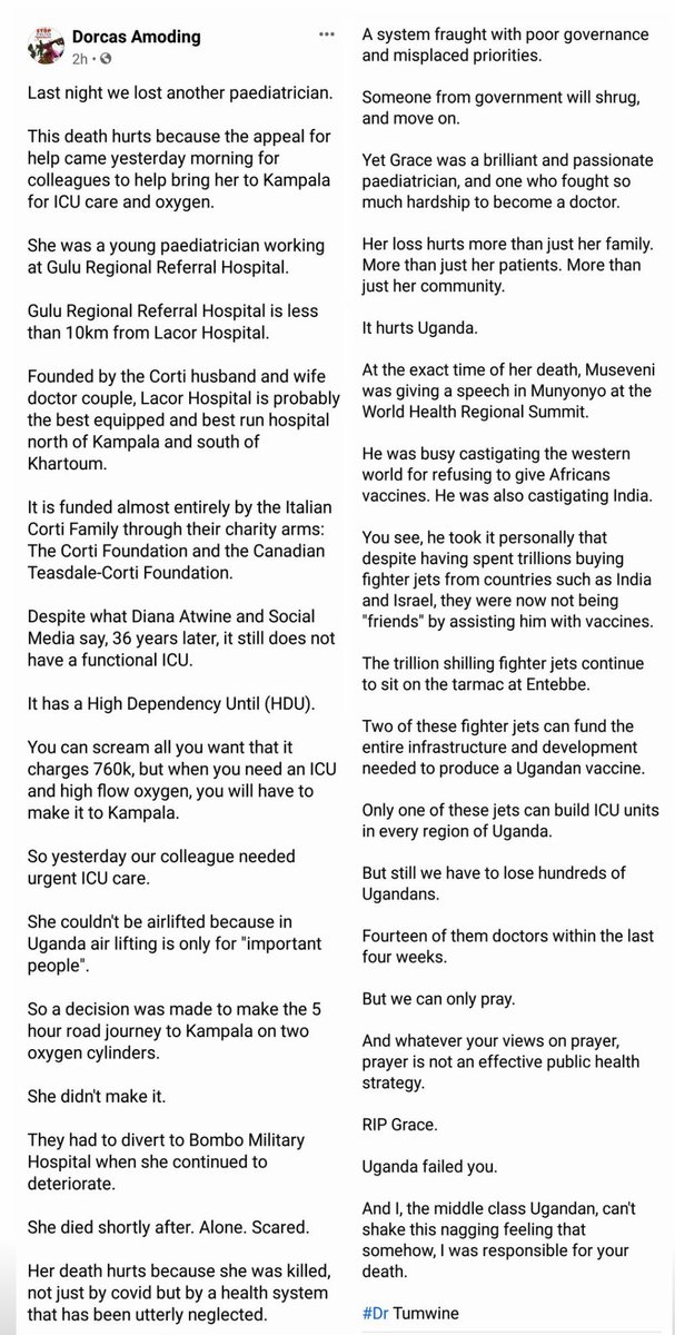 FDCOfficial1's tweet photo. Rest in Peace, Dr. Molly Arach. NRM’s @KagutaMuseveni failed you. We shall continue the fight for a better country without NRM. https://t.co/oCSpnSiN8B