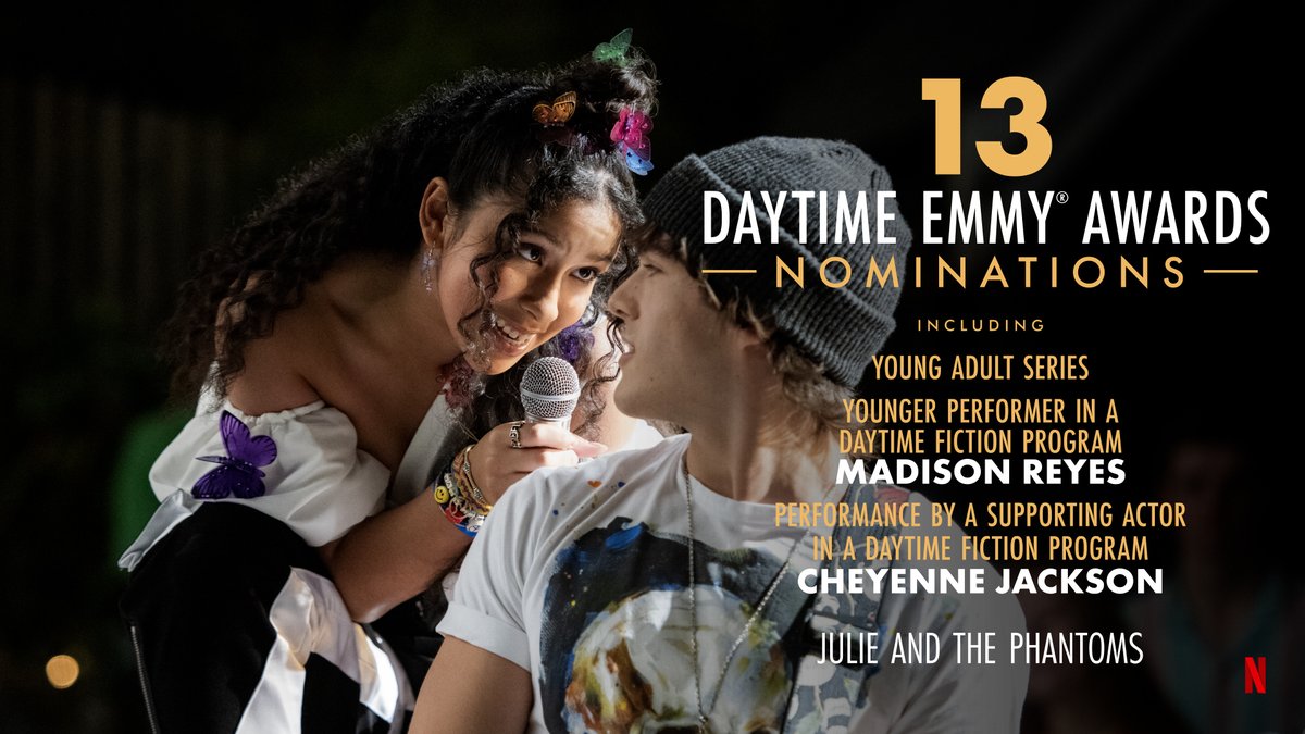 Netflix Family (@netflixfamily) on Twitter photo Congrats to JULIE AND THE PHANTOMS on being nominated for 13 <a href="/DaytimeEmmys/">Daytime Emmys</a> including Young Adult Series. #DaytimeEmmys Congrats to JULIE AND THE PHANTOMS on being nominated for 13 <a href="/DaytimeEmmys/">Daytime Emmys</a> including Young Adult Series. #DaytimeEmmys