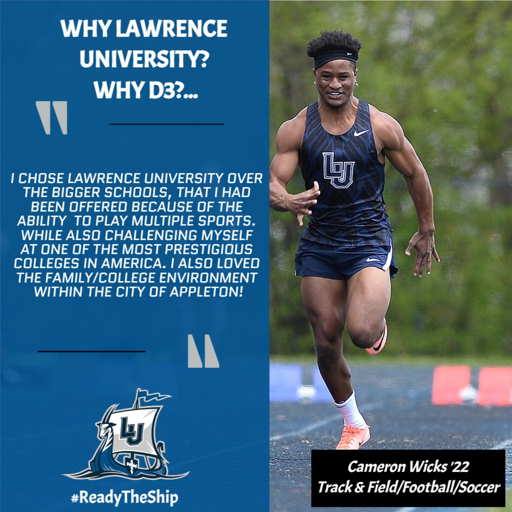 _Coach_SBaldwin's tweet image. Why Lawrence University?
Why division 3?

Introducing: Cameron Wicks
Year: Senior
Major: Psychology
Hometown: Melbourne, FL
Event: Sprints