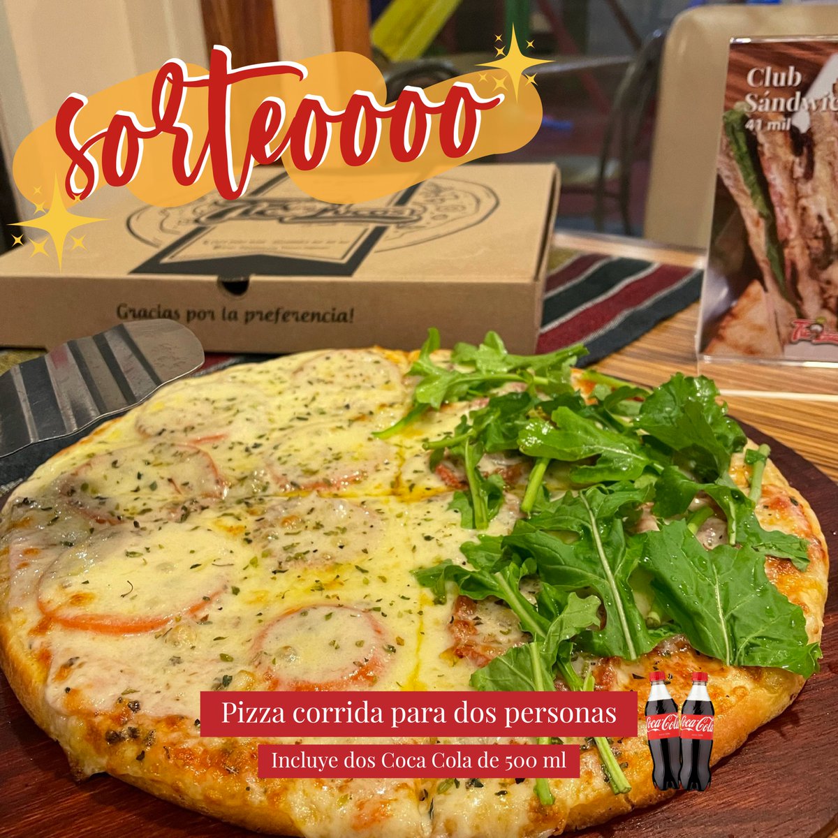 TioLucasPy's tweet photo. ¡Sorteoo! Pizza corrida para DOS personas. 🤤🍕 (Incluye dos bebidas)

Para participar:
✨ RT a este posteo
✨ ¡Seguinos! @tiolucaspy 

Y vos, ¿Cuánta pizza podés comer? 👀 https://t.co/nxhEQMKq0B