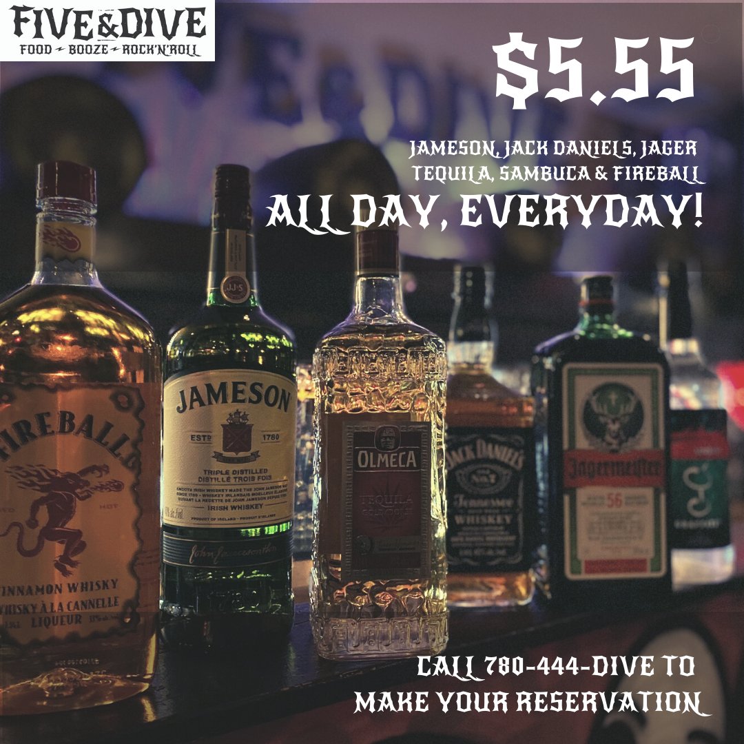 fiveanddivewem's tweet photo. You know the drill #divebar #cheapdrinks #supportlocal #supportyourlocaldivebar #yeg #yegdrinks #shots #daydrinking #weekend https://t.co/ey2ooEIBhe