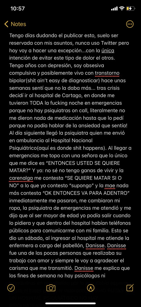 danielaleiton02's tweet photo. Me tomé un ratito para escribir mi experiencia en el Hospital Nacional Psiquiátrico, al cual ingresé por una depresión... me es difícil compartir esto pero lo único que quiero es que nadie pase por lo mismo https://t.co/m4idYJvVLP