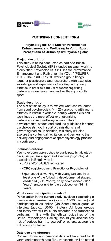 PSUPER YOU (@psuperyou) on Twitter photo We are currently exploring what can be learnt from sport psychologists practicing with young athletes in Britain - if you meet the inclusion criteria below and would like to be interviewed please DM us or contact sam.thrower@roehampton.ac.uk! We are currently exploring what can be learnt from sport psychologists practicing with young athletes in Britain - if you meet the inclusion criteria below and would like to be interviewed please DM us or contact sam.thrower@roehampton.ac.uk!