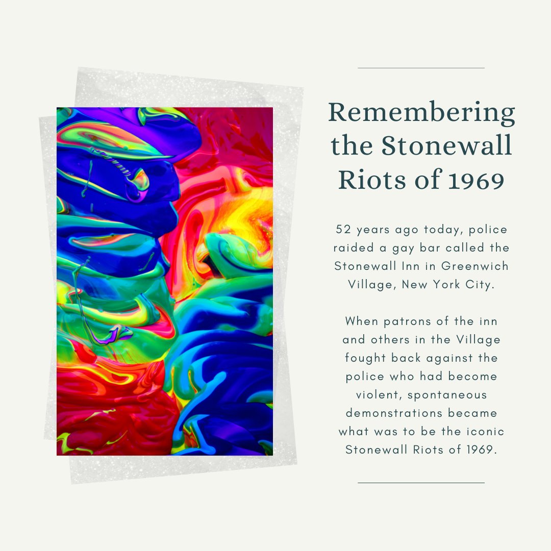 On the Saturday night of June 28, 1969, a group of police carried out their usual raid of the Stonewall Inn. 
#pridemonth #1969 #liketoday #52yearsago #stonewallin #28june #lgtbq #pride🌈