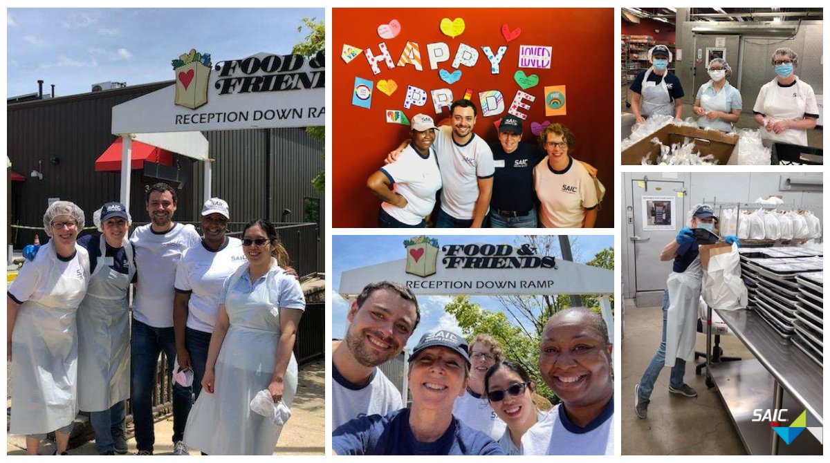 SAICinc's tweet photo. Thanks to all our volunteers from #SAIC's Equality Alliance Employee Resource Group that spent their 9/80 Friday off safely packaging food at @foodandfriends so that thousands of critically ill patients have meals on the table.
#SAICares #SAICequality #PrideMonth https://t.co/Mw8Xp1qvOR