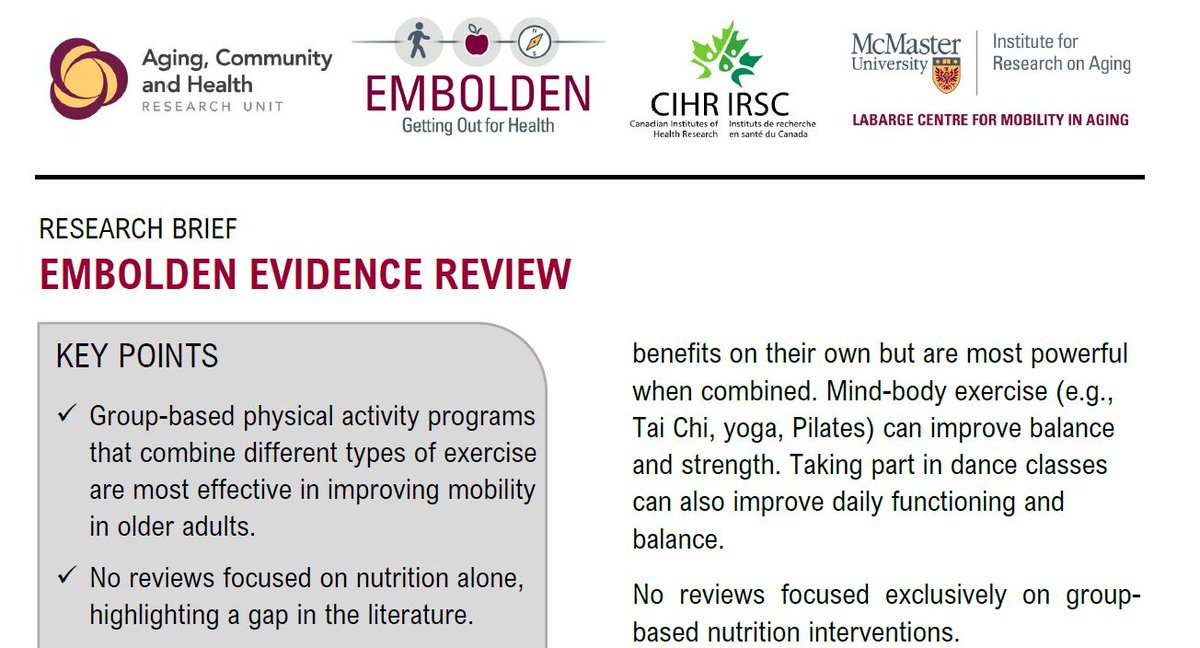 ACHRU (@achru_mcmaster) on Twitter photo New Infographic & Research Brief: Our EMBOLDEN team found group-based physical activity that combine different types of exercise are most effective in improving #mobility in #olderadults #SeniorsMonth <a href="/sarah_ns_phd/">Sarah Neil-Sztramko</a> <a href="/RebeccaGanann/">Rebecca Ganann</a> <a href="/mackinprof/">Stuart Phillips (he/him)</a> achru.mcmaster.ca/sites/achru.mc… New Infographic & Research Brief: Our EMBOLDEN team found group-based physical activity that combine different types of exercise are most effective in improving #mobility in #olderadults #SeniorsMonth <a href="/sarah_ns_phd/">Sarah Neil-Sztramko</a> <a href="/RebeccaGanann/">Rebecca Ganann</a> <a href="/mackinprof/">Stuart Phillips (he/him)</a> achru.mcmaster.ca/sites/achru.mc…