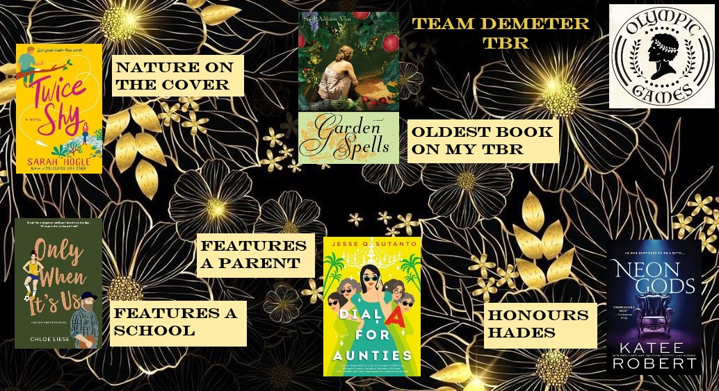 Momogl's tweet photo. Last year I was a happy camper at Ares' cabin. This year I'm moving to Demeter's team. Here's my TBR list for the @OlympicGaames Readathon. I'll try my best for #TeamDemeter and Cabin 4. https://t.co/iQKGdddX63