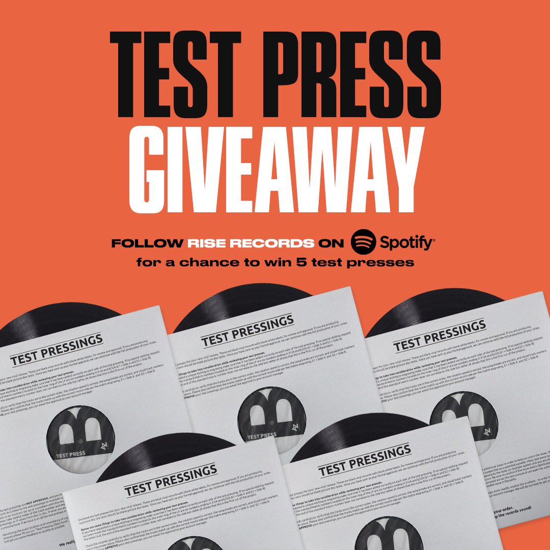 riserecords's tweet image. LAST CHANCE to enter to win 5 test presses from Rise Records! Just follow us on @Spotify at rr.lnk.to/spotifycontest to enter