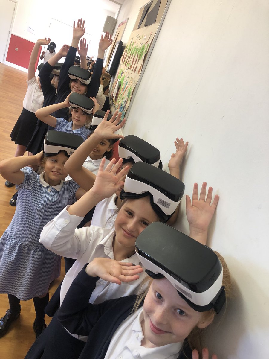 KPenarski's tweet photo. Smiles all round today for our first day of Space Week… VR Headsets and holding a real Meteorite 🤩👨‍🚀 👩‍🚀 🚀 ✨ 🌍 #spaceweek #lovescience #memories https://t.co/KgQ7rQ3361