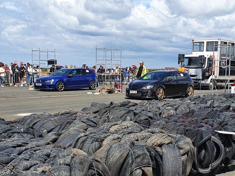 Saturday we settled it. On the drag strip,