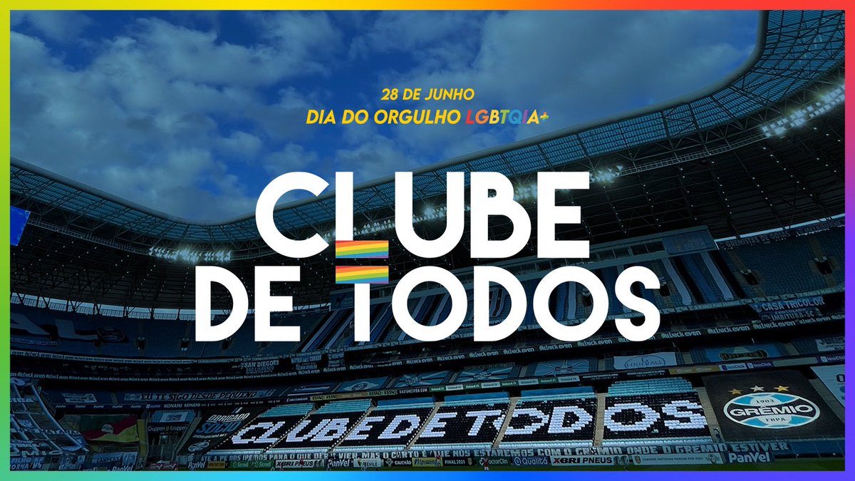 Gremio's tweet photo. 🇪🇪🏳️‍🌈 Hoje é dia de mais uma vez lembrar que somos o #ClubeDeTodos, de respeitar as diferenças, entender que cada um de nós é único e que isso é que faz a grandeza e a beleza da nossa torcida.
Liberdade e respeito acima de tudo. #DiaDoOrgulho https://t.co/myKMfzx6CB