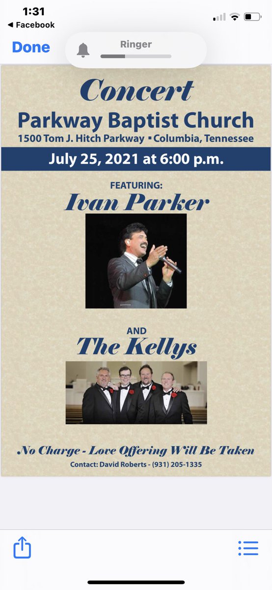 IvanParker's tweet photo. Columbia, TN - July 25
No tickets needed - love offerings appreciated.
For info: 931-205-1335
#IvanParker #joshparker #thekellys #ParkwayBaptist https://t.co/vQOaqMs1kd